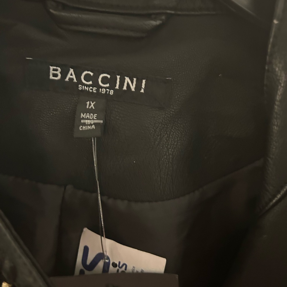 Baccini Black Faux Leather Zip-Up Jacket - Picture 3 of 3